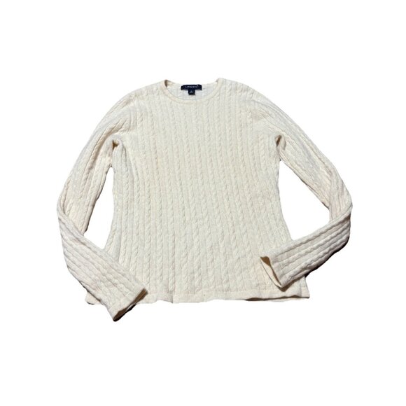 Lands End Women’s XS Round Neck 100% Cashmere Ivory Sweater - Picture 1 of 6